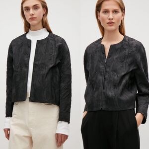 COS Black Textured Bomber Jacket
